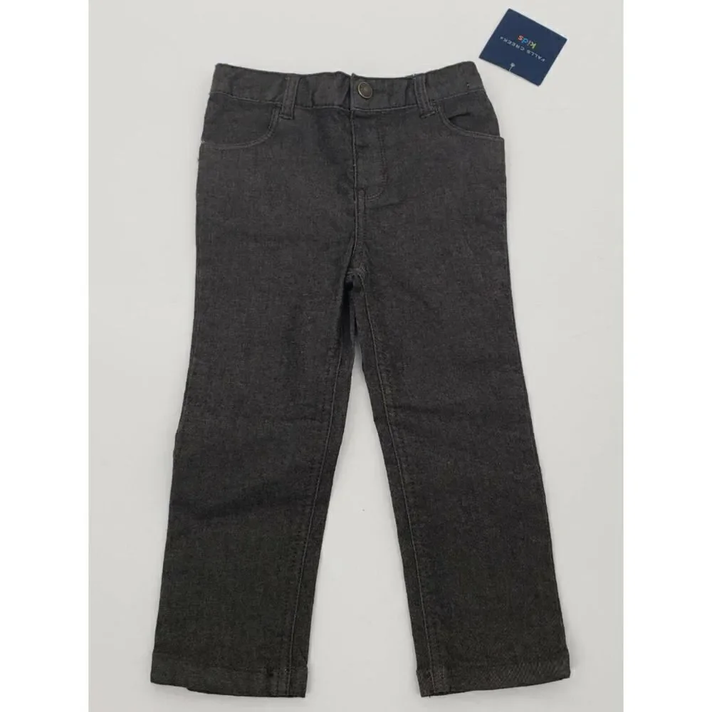 Falls Creek Kids Boys Twill Jeans Size 24 Months Black/Gray Pockets Straight Leg